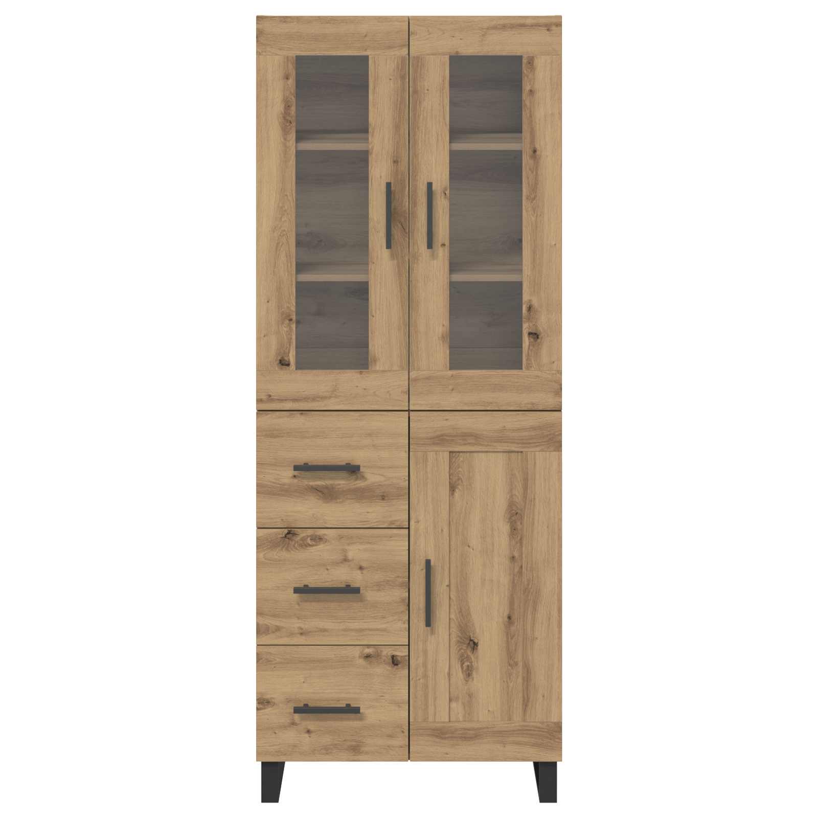 Haut Armoire 2 pcs Chêne artisanal Bois Aggloméré et Verre - XIOS