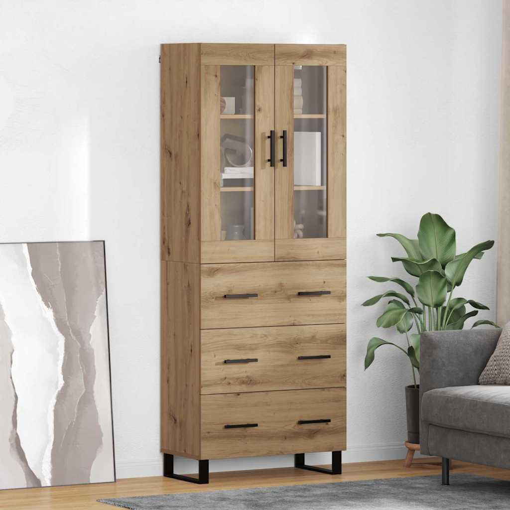 Haut Armoire 2 pcs Chêne artisanal Bois Aggloméré et Verre - XIOS