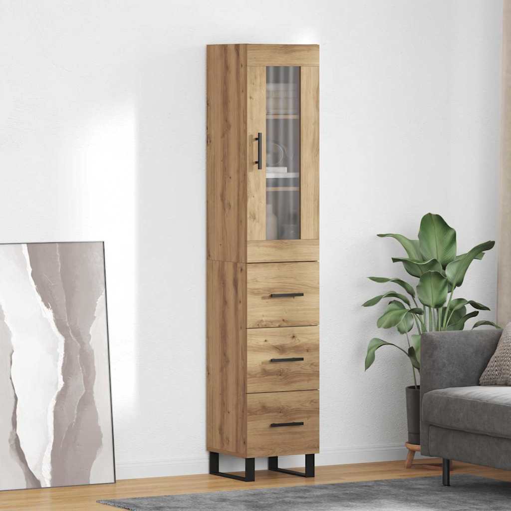Haut Armoire avec tiroir Chêne artisanal 69,5 x 34 x 180 cm - XIOS
