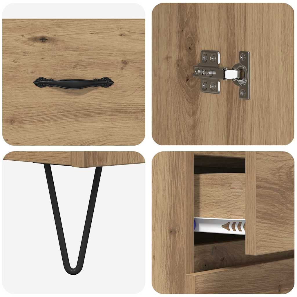 Haut Armoire 2 pcs Chêne artisanal Bois Aggloméré et Verre - XIOS