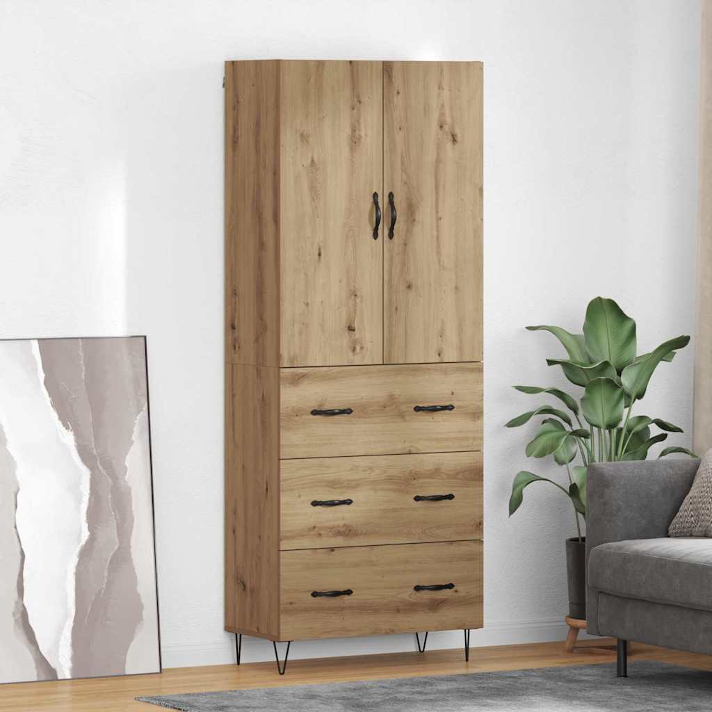 Haut Armoire 2 pcs Chêne artisanal Bois Aggloméré et Verre - XIOS