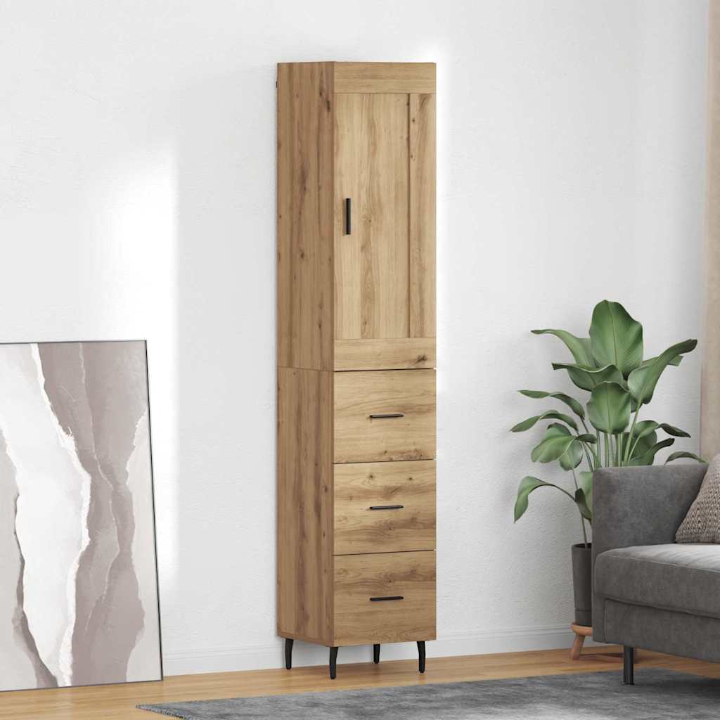 Haut Armoire avec tiroir Chêne artisanal 34,5 x 34 x 180 cm - XIOS