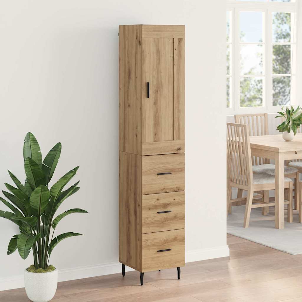 Haut Armoire avec tiroir Chêne artisanal 34,5 x 34 x 180 cm - XIOS