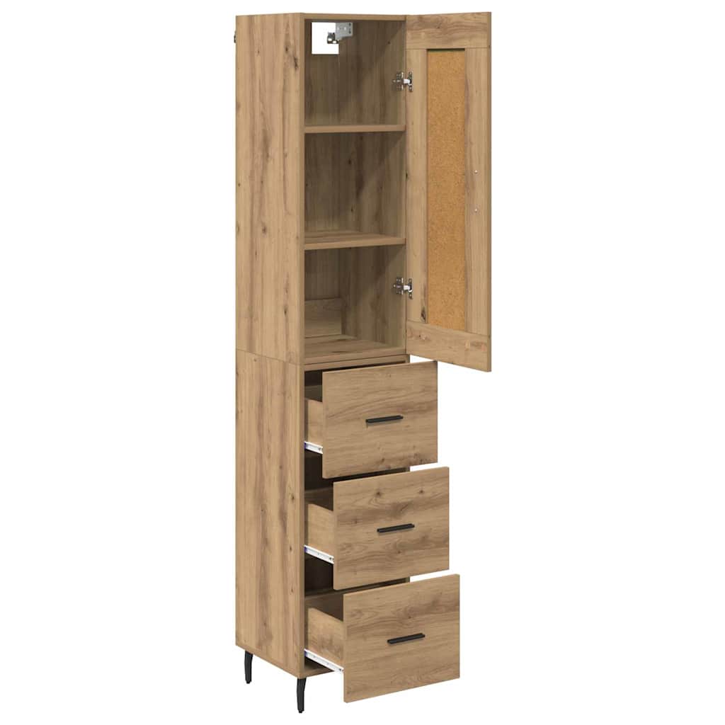 Haut Armoire avec tiroir Chêne artisanal 34,5 x 34 x 180 cm - XIOS