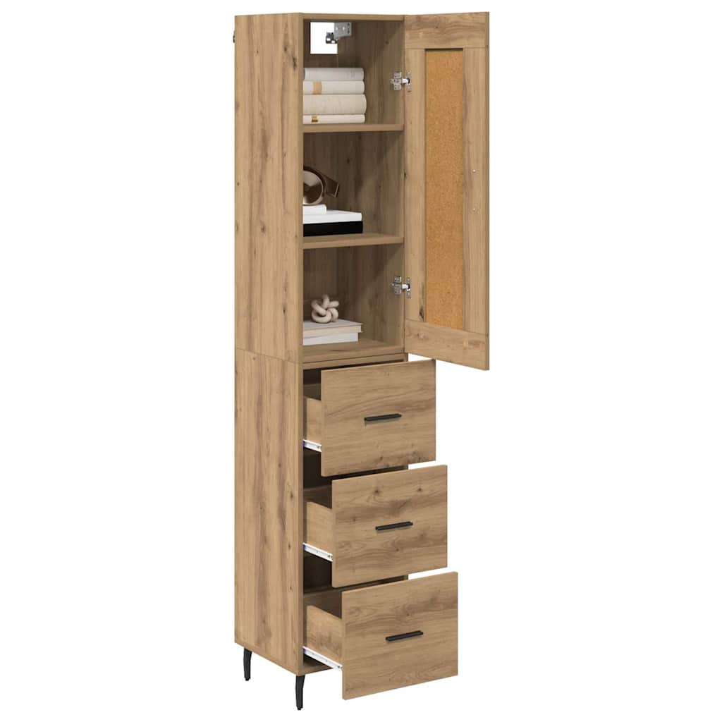 Haut Armoire avec tiroir Chêne artisanal 34,5 x 34 x 180 cm - XIOS