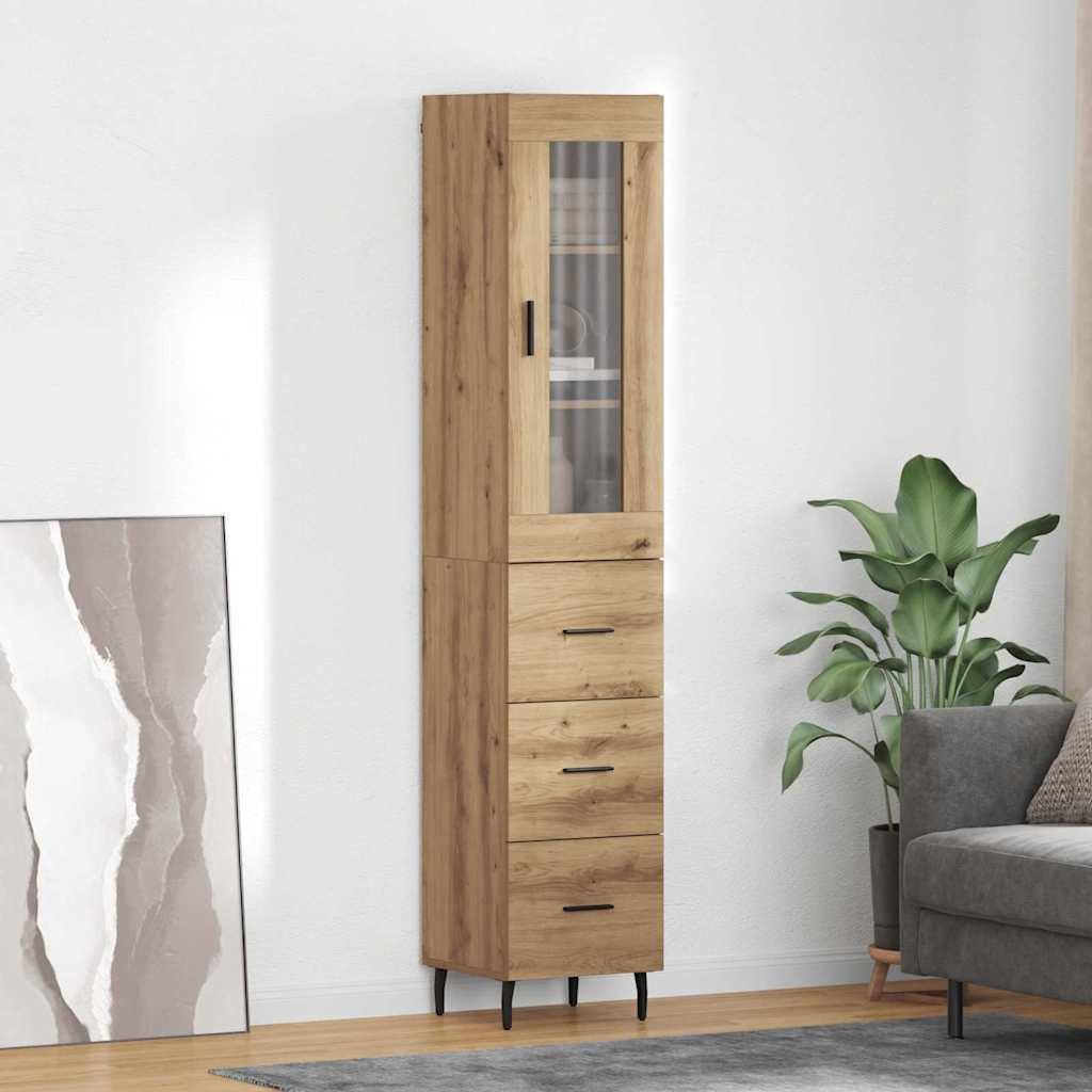 Haut Armoire avec tiroir Chêne artisanal 34,5 x 34 x 180 cm - XIOS