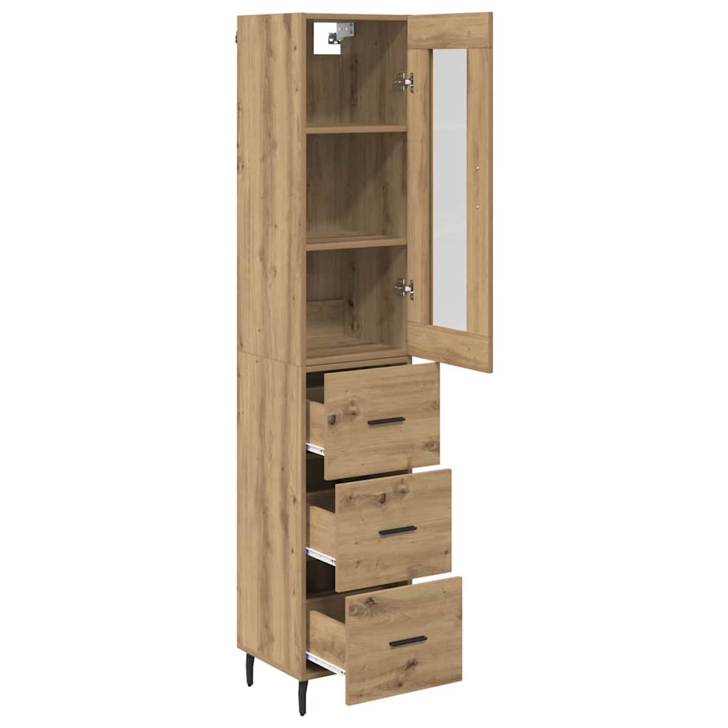 Haut Armoire avec tiroir Chêne artisanal 34,5 x 34 x 180 cm - XIOS