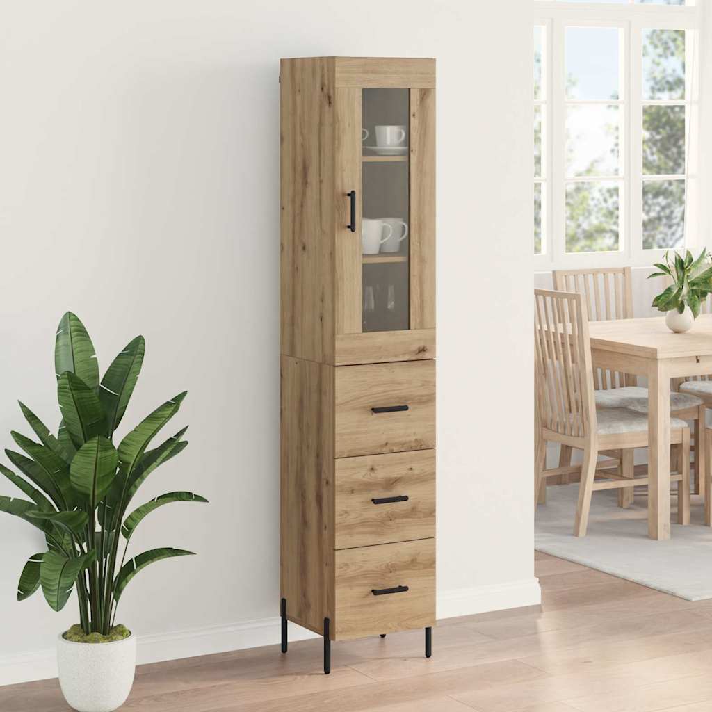 Haut Armoire avec tiroir Chêne artisanal 34,5 x 34 x 180 cm - XIOS