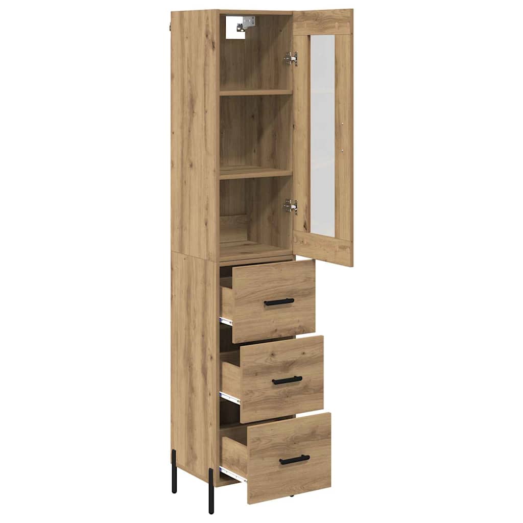 Haut Armoire avec tiroir Chêne artisanal 34,5 x 34 x 180 cm - XIOS