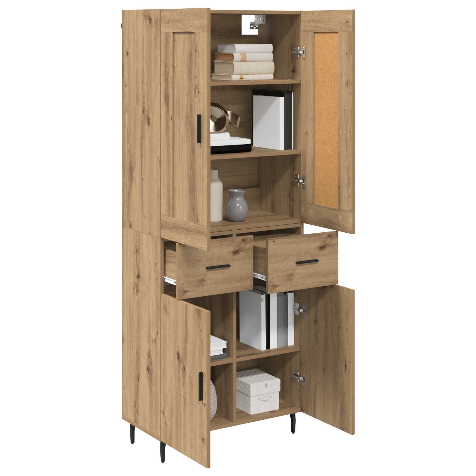 Haut Armoire 2 pcs Chêne artisanal Bois Aggloméré et Verre - XIOS