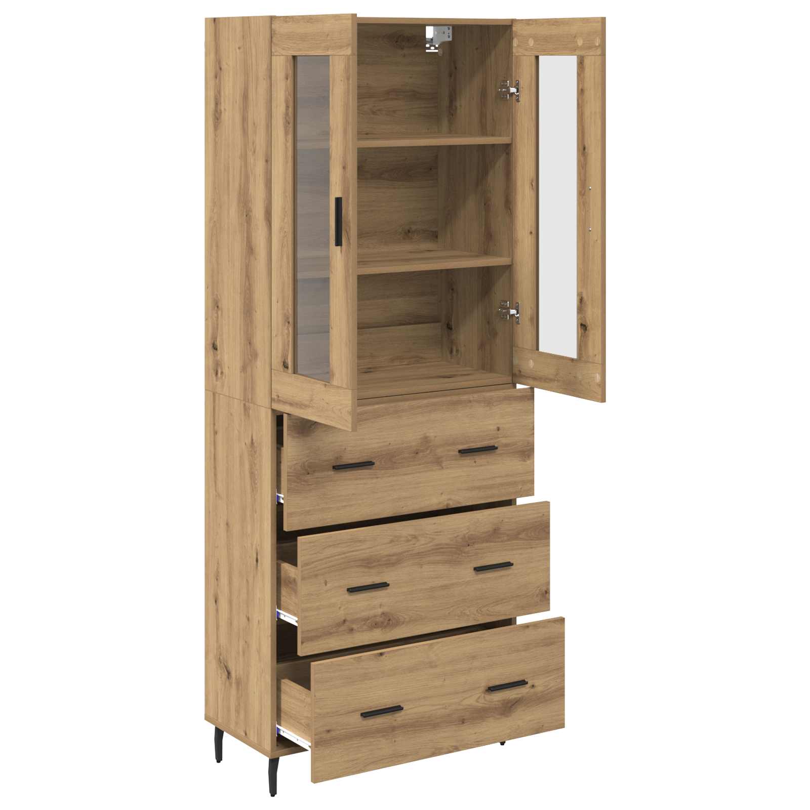 Haut Armoire 2 pcs Chêne artisanal Bois Aggloméré et Verre - XIOS