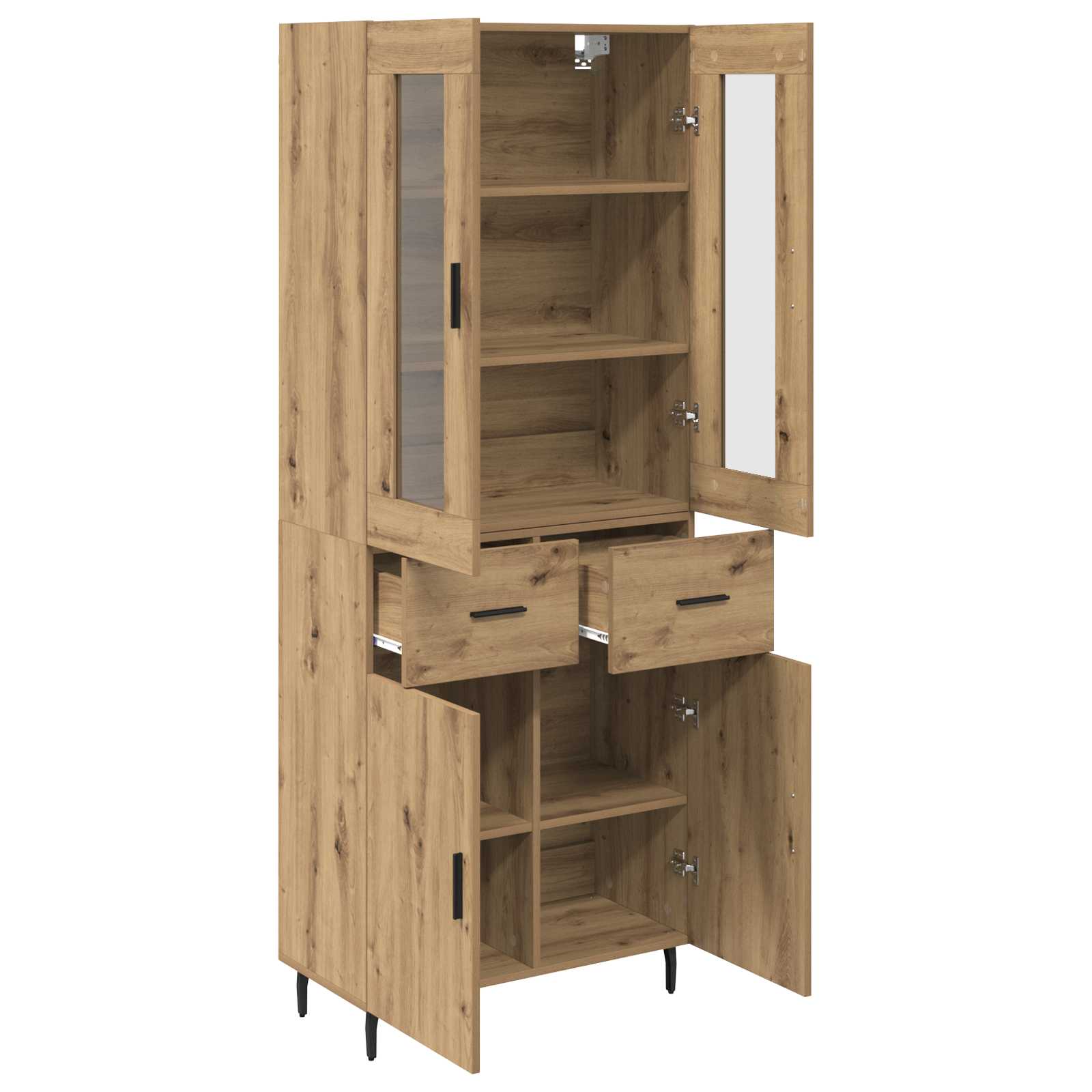 Haut Armoire 2 pcs Chêne artisanal Bois Aggloméré et Verre - XIOS
