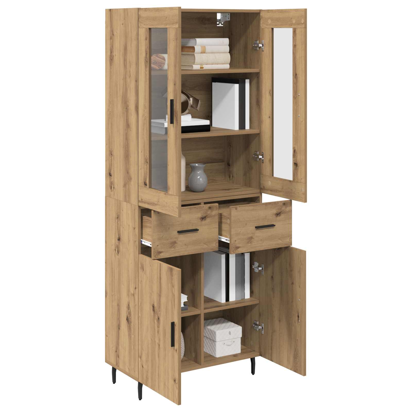 Haut Armoire 2 pcs Chêne artisanal Bois Aggloméré et Verre - XIOS