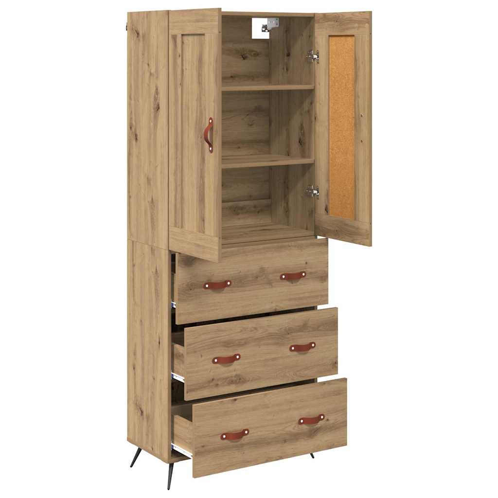Haut Armoire avec tiroir Chêne artisanal 69,5 x 34 x 180 cm - XIOS