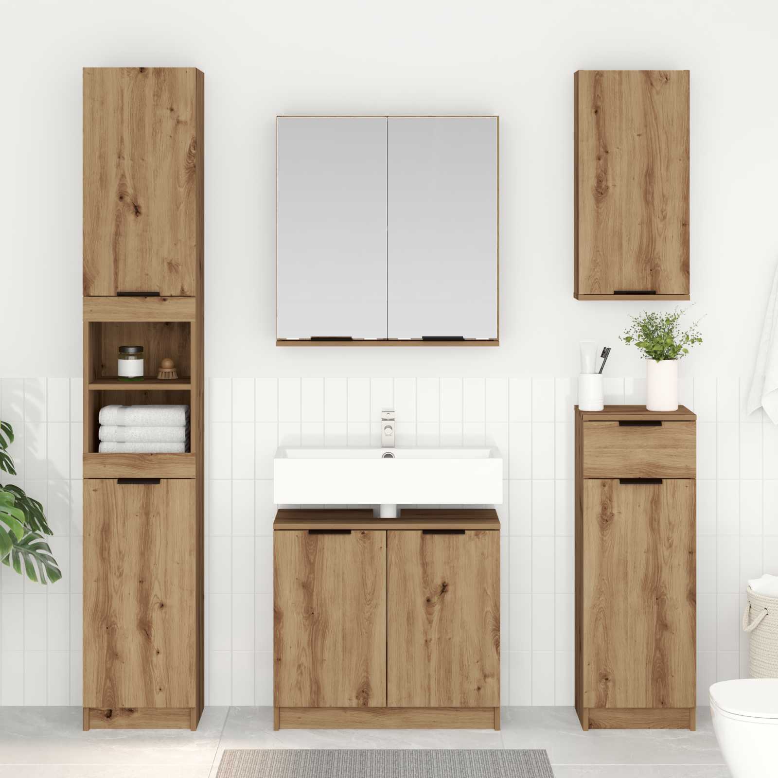 Ensemble de mobilier de salle de bain 4 pc Chêne artisanal