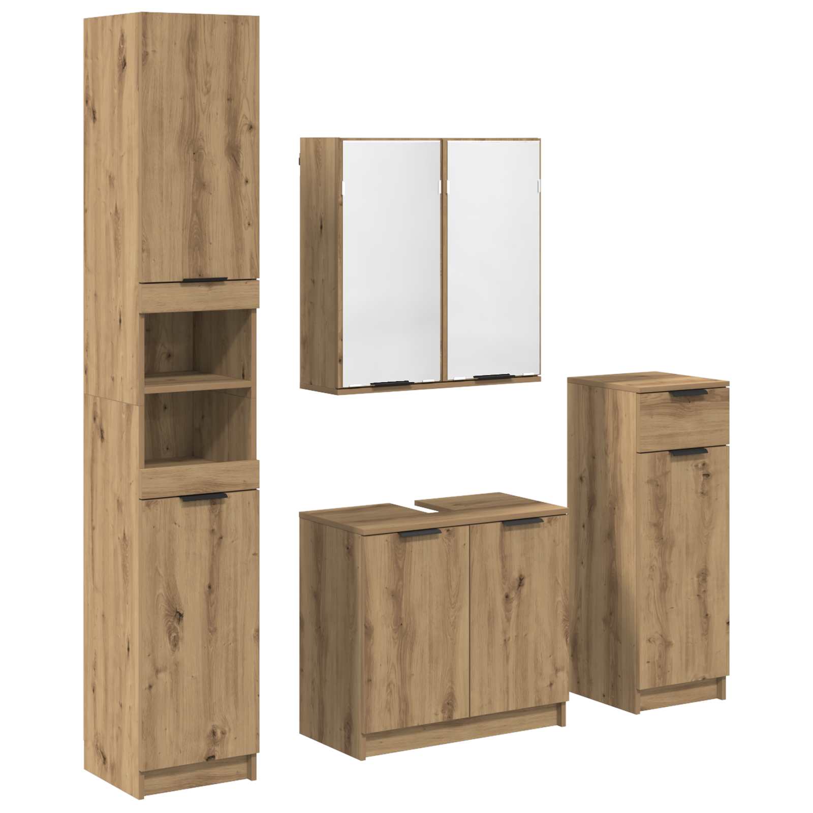 Ensemble de mobilier de salle de bain 4 pc Chêne artisanal