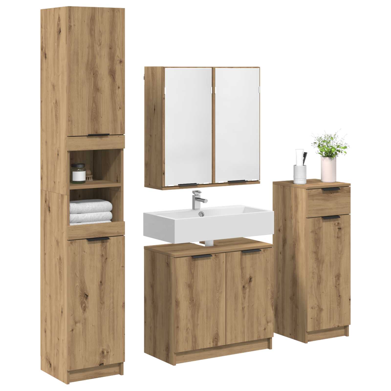 Ensemble de mobilier de salle de bain 4 pc Chêne artisanal
