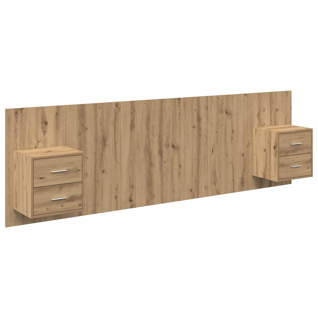 Tête de lit avec armoire 3 pcs Chêne artisanal