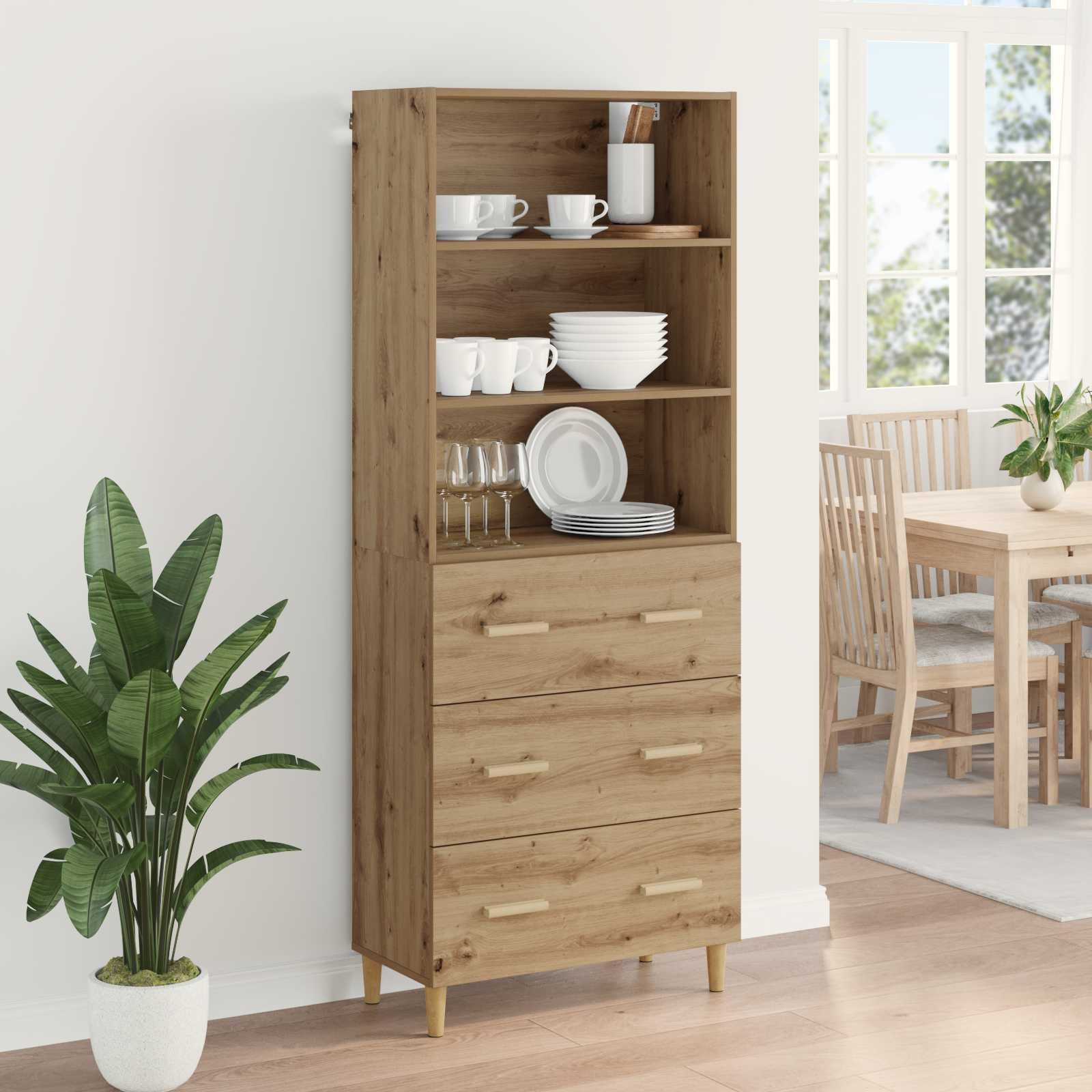 Haut Armoire avec tiroir Chêne artisanal 69,5 x 32,5 x 180 cm - XIOS
