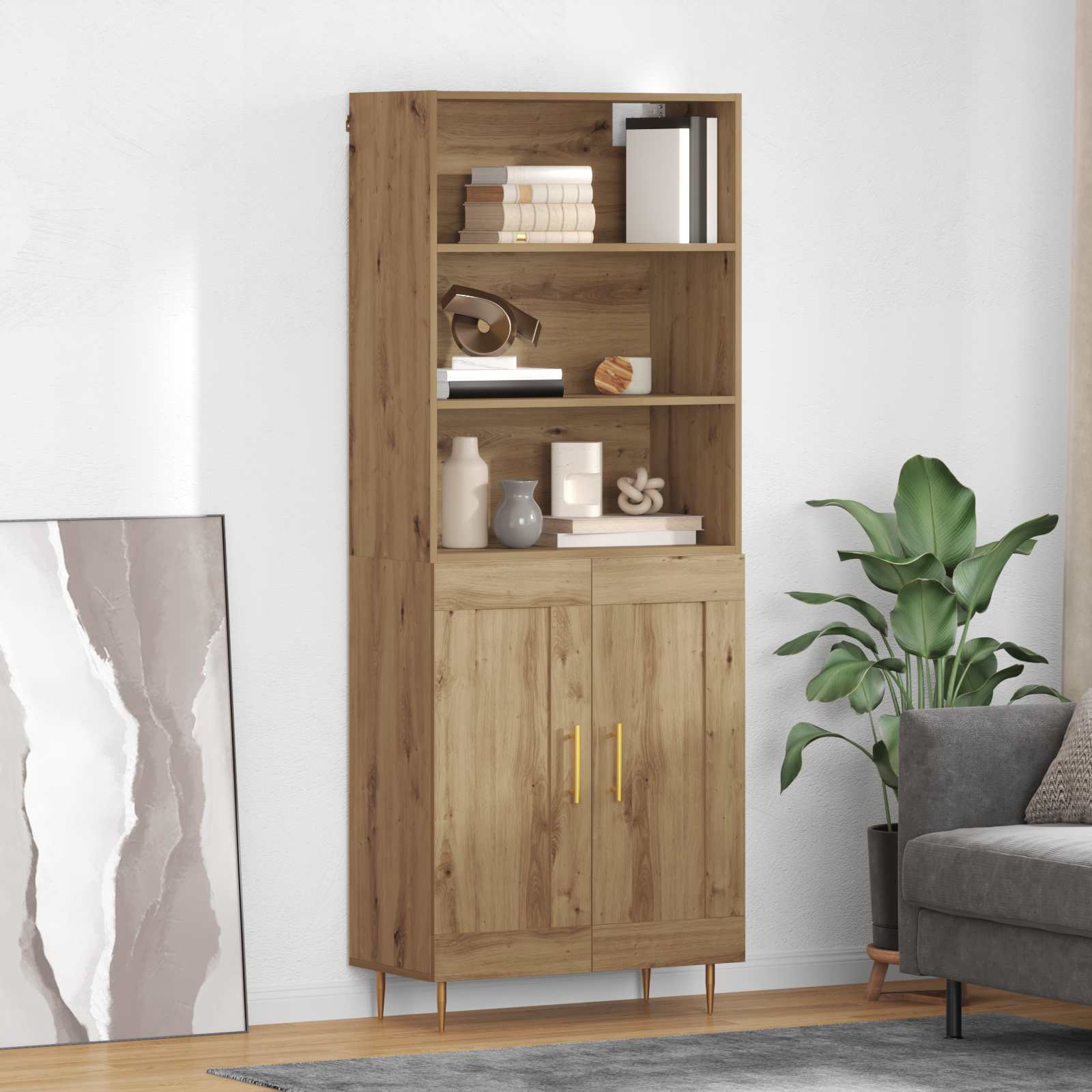 Haut Armoire Chêne artisanal 69,5 x 34 x 180 cm - XIOS