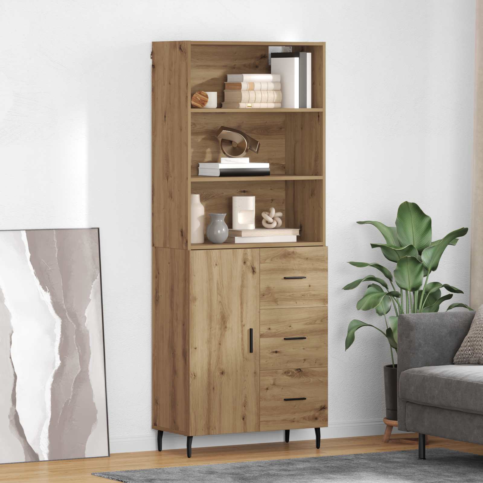 Haut Armoire avec tiroir Chêne artisanal 69,5 x 34 x 180 cm - XIOS
