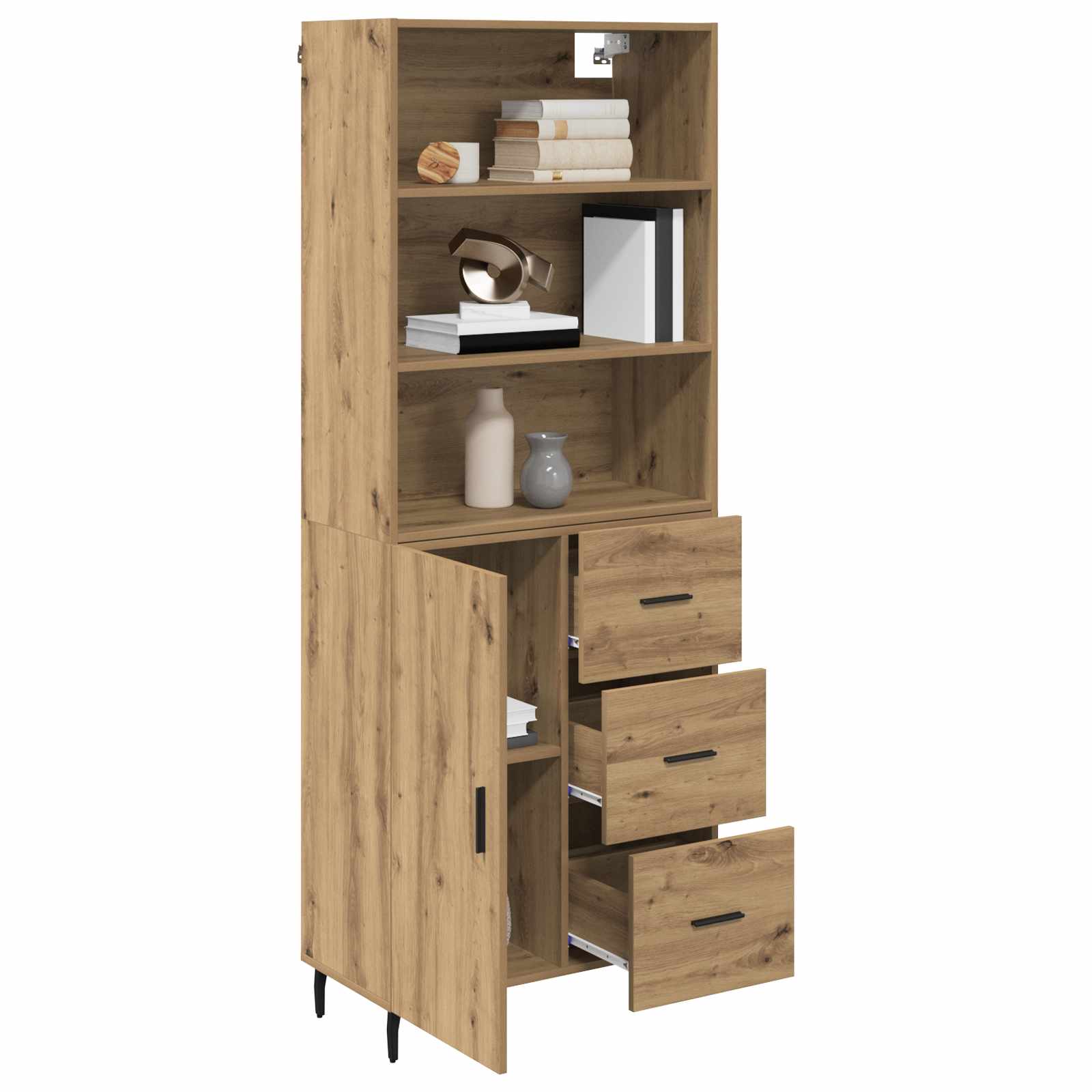 Haut Armoire avec tiroir Chêne artisanal 69,5 x 34 x 180 cm - XIOS