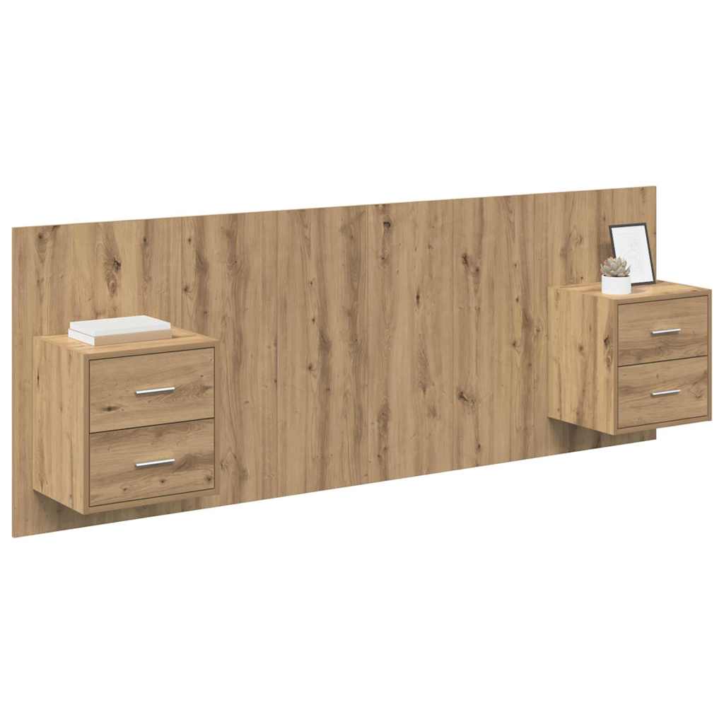 Tête de lit avec armoire avec tiroir 3 pcs Chêne artisanal - XIOS