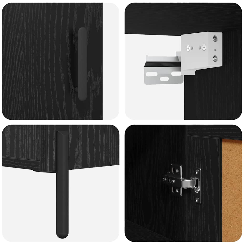 Haut Armoire Montage mural 2 pcs Chêne noir 69,5 x 34 x 180 cm - XIOS