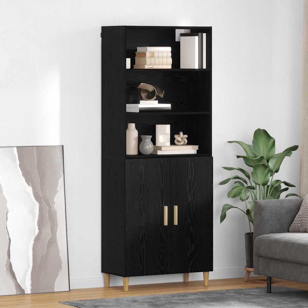 Haut Armoire Montage mural 2 pcs Chêne noir 69,5 x 34 x 180 cm - XIOS