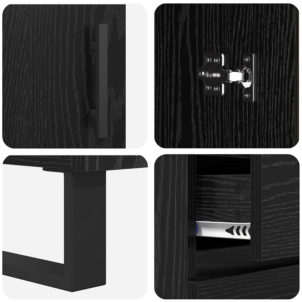 Haut Armoire Montage mural 2 pcs Chêne noir Bois d'ingénierie - XIOS