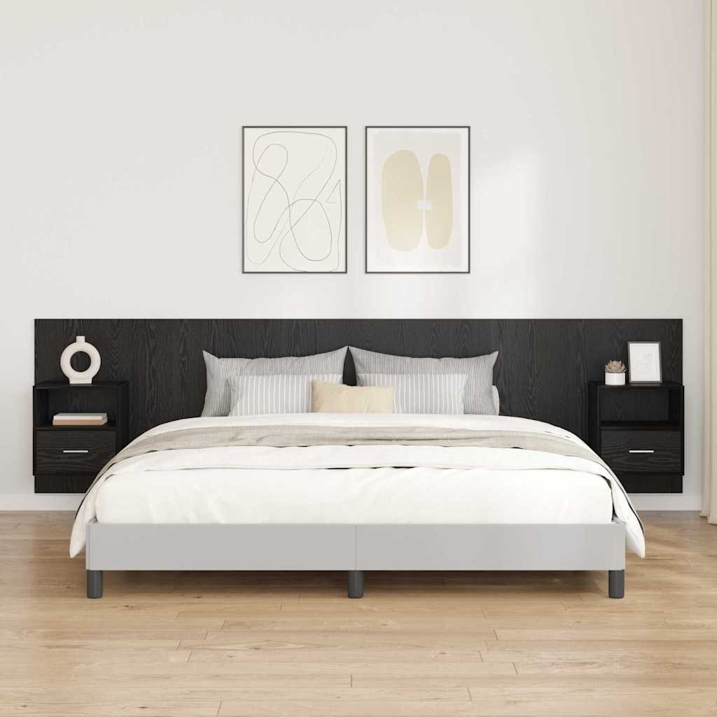 Tête de lit avec armoire 3 pcs Chêne noir Bois d'ingénierie - XIOS