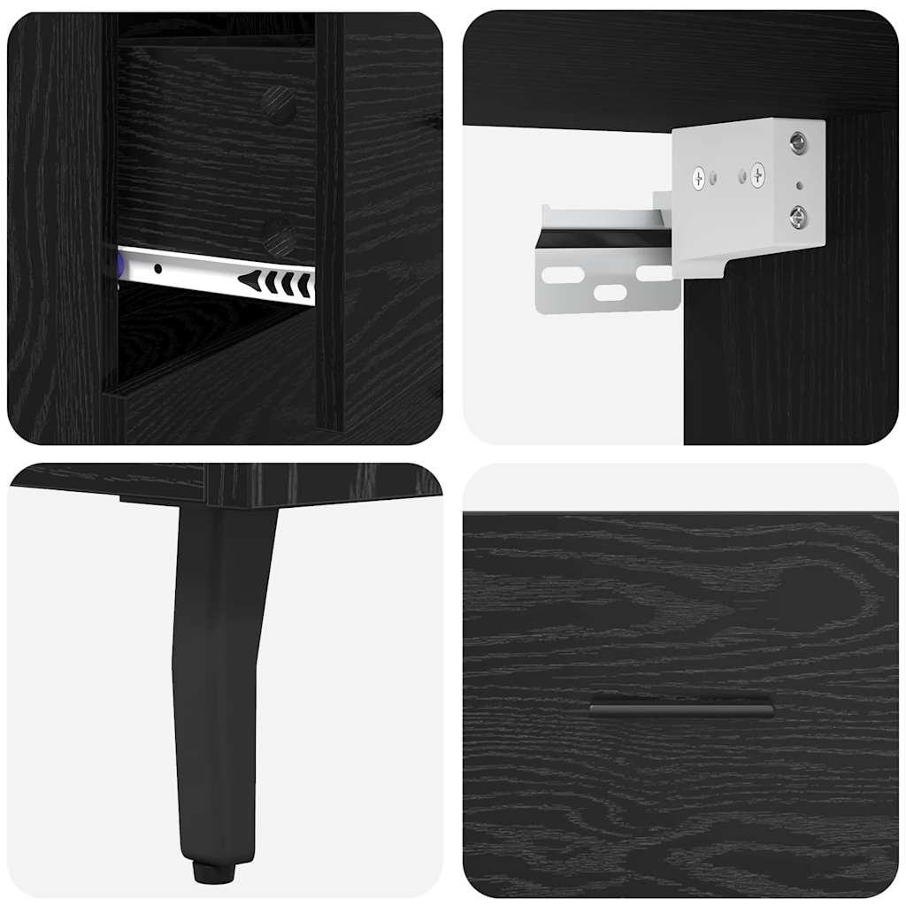 Haut Armoire Montage mural 2 pcs Chêne noir 69,5 x 34 x 180 cm - XIOS