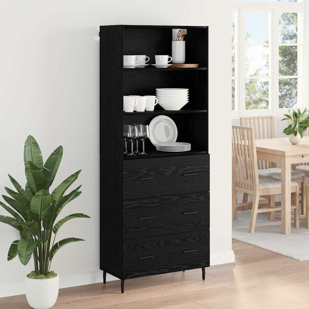 Haut Armoire avec tiroir Chêne noir 69,5 x 34 x 180 cm - XIOS