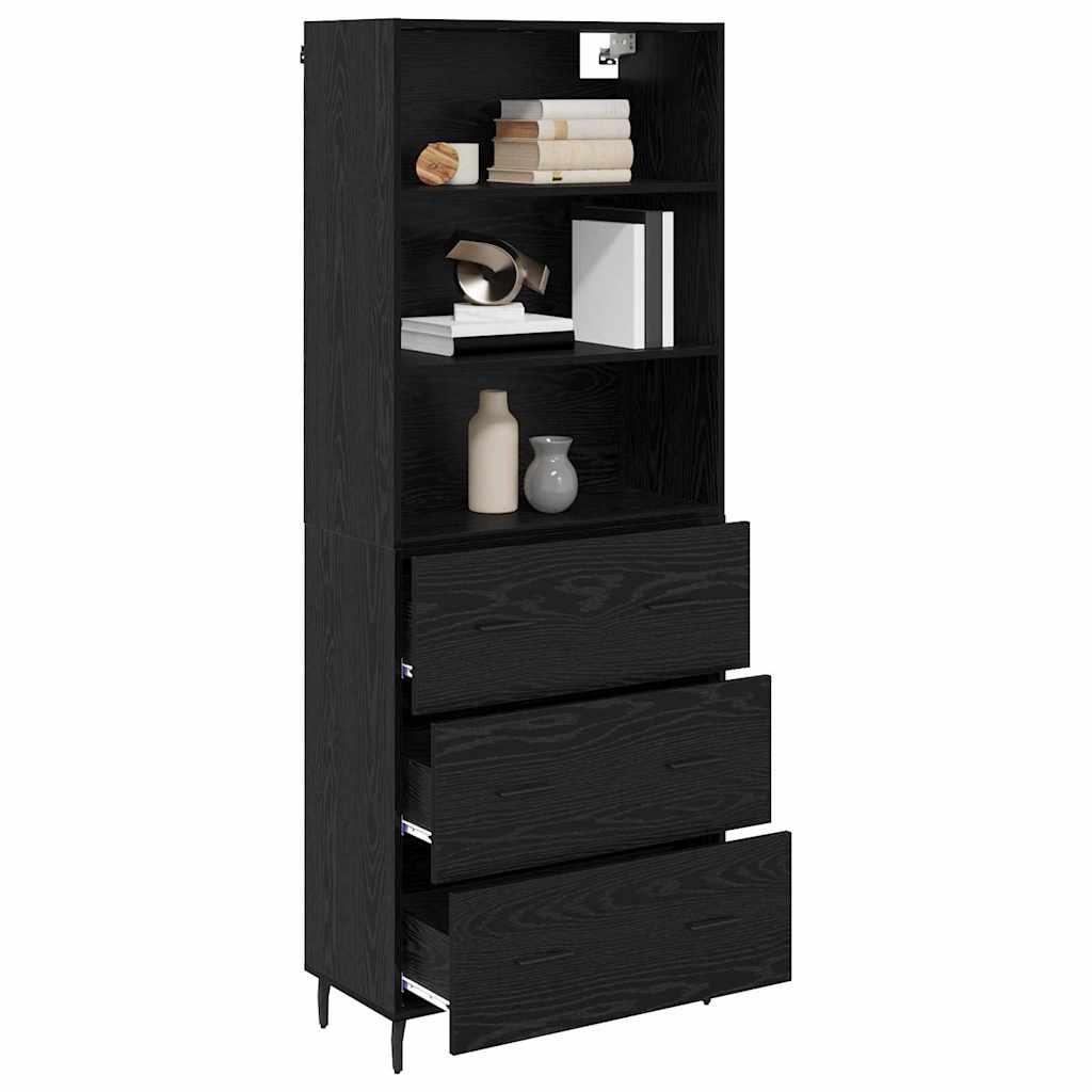 Haut Armoire avec tiroir Chêne noir 69,5 x 34 x 180 cm - XIOS