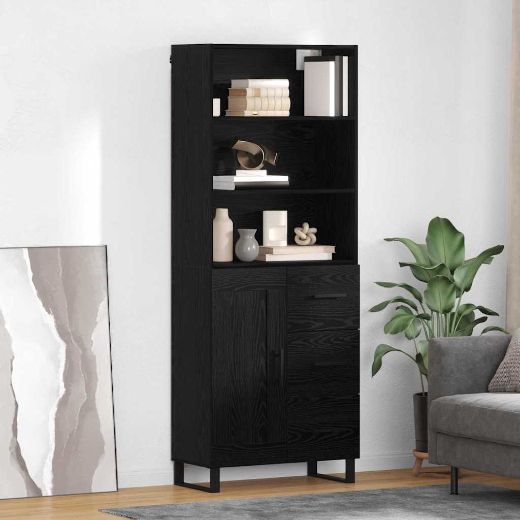Haut Armoire Montage mural 2 pcs Chêne noir Bois d'ingénierie - XIOS