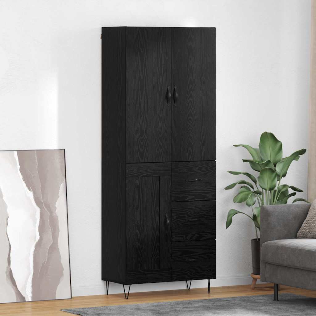 Haut Armoire Montage mural 2 pcs Chêne noir Bois d'ingénierie - XIOS