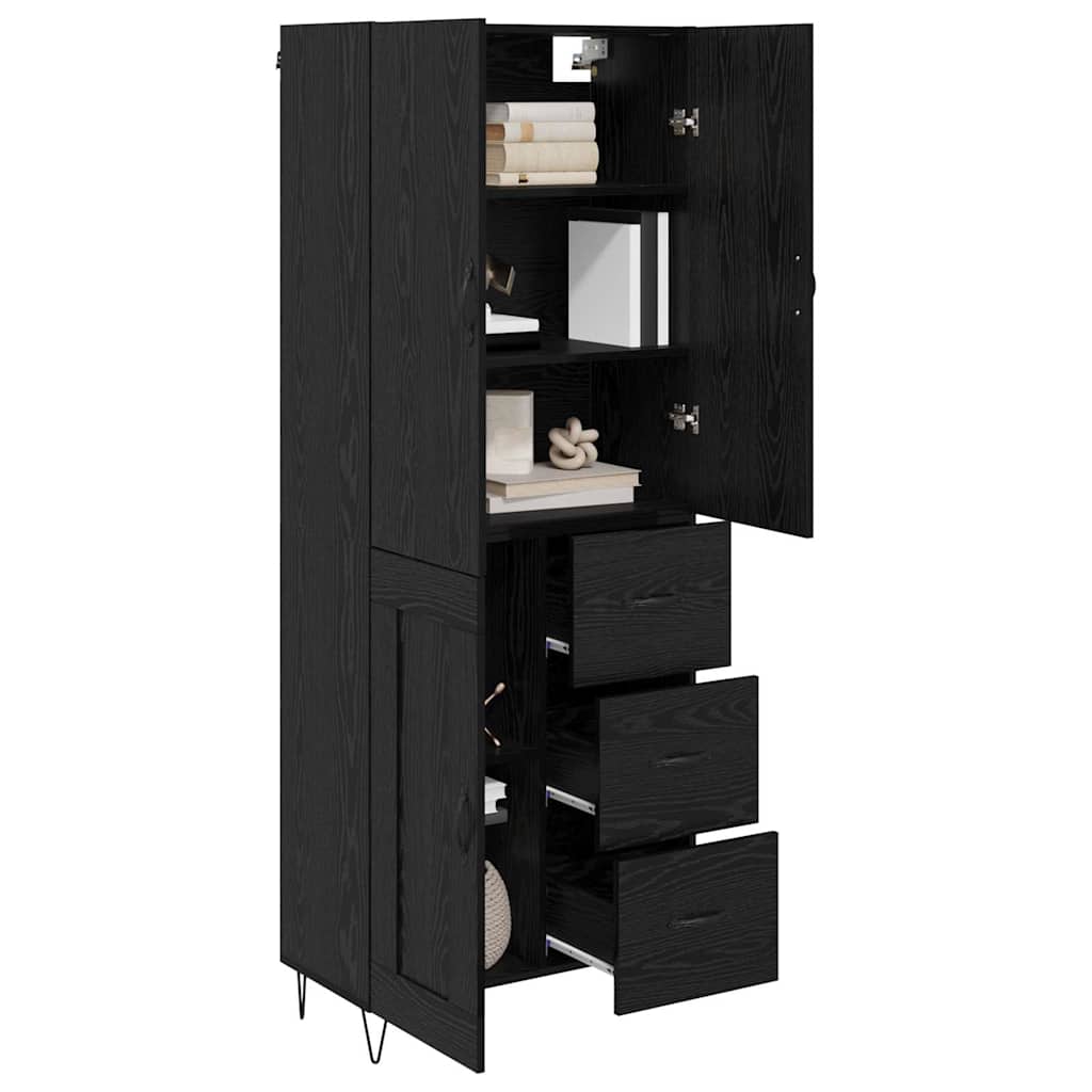 Haut Armoire Montage mural 2 pcs Chêne noir Bois d'ingénierie - XIOS