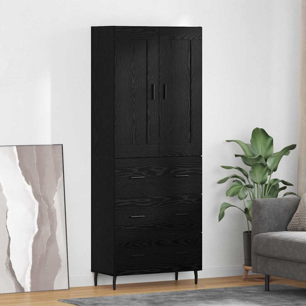 Haut Armoire Montage mural 2 pcs Chêne noir 69,5 x 34 x 180 cm - XIOS