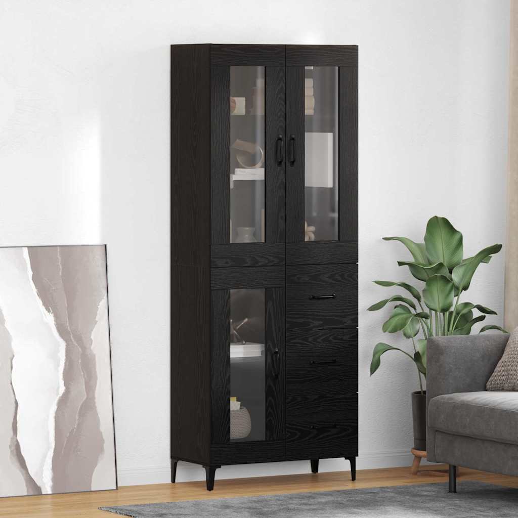 Haut Armoire Chêne noir 69,5 x 34 x 180 cm Bois d'ingénierie