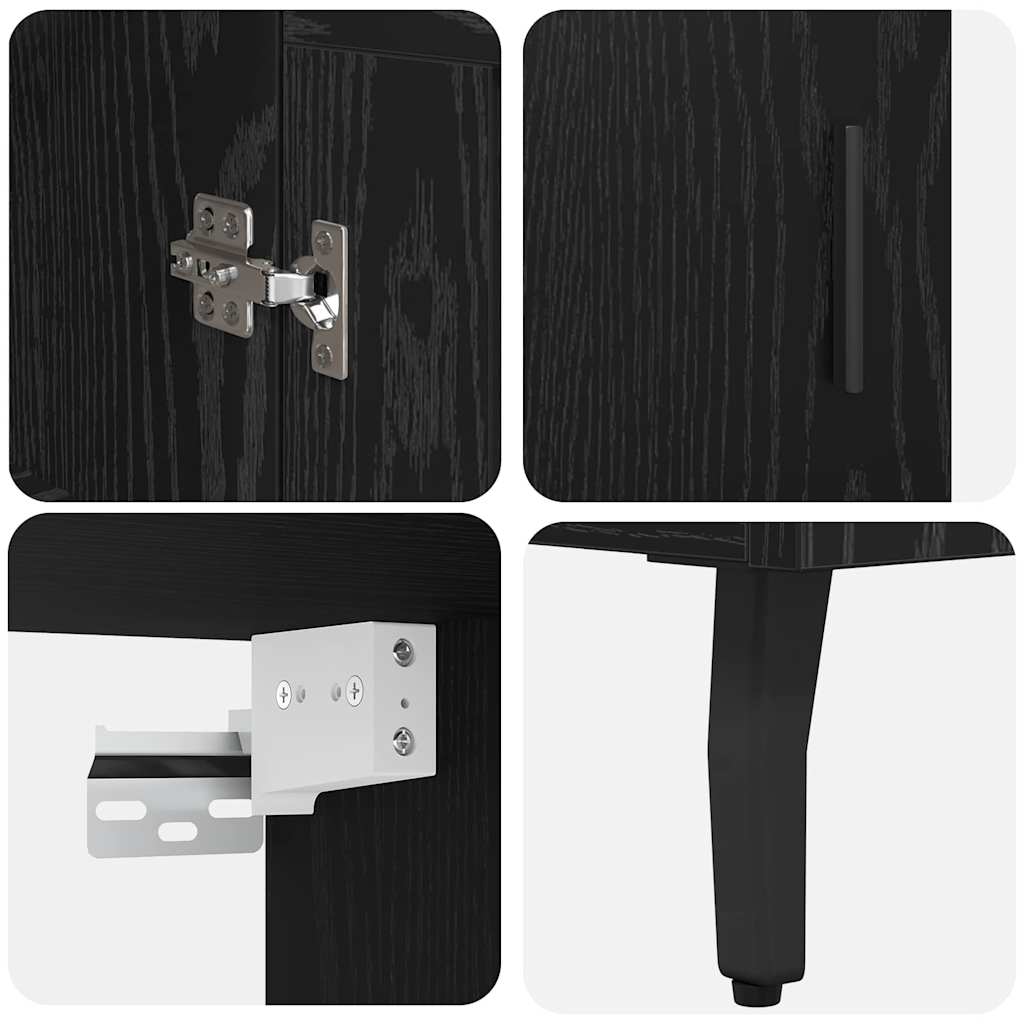 Haut Armoire 2 pc Chêne noir 69,5 x 34 x 180 cm