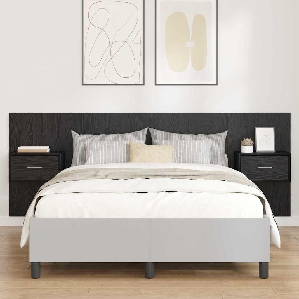 Tête de lit avec armoire 3 pcs Chêne noir Bois d'ingénierie - XIOS