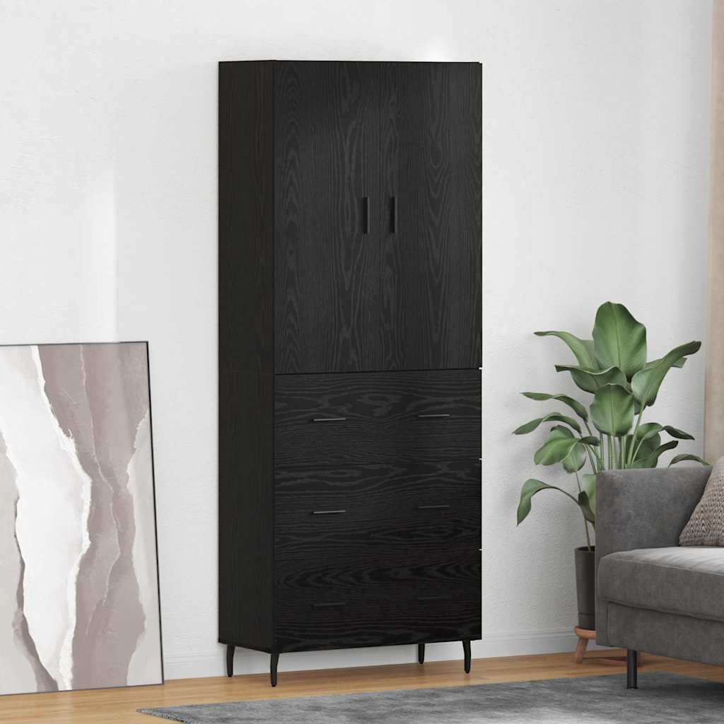 Haut Armoire 2 pc Chêne noir 69,5 x 34 x 180 cm