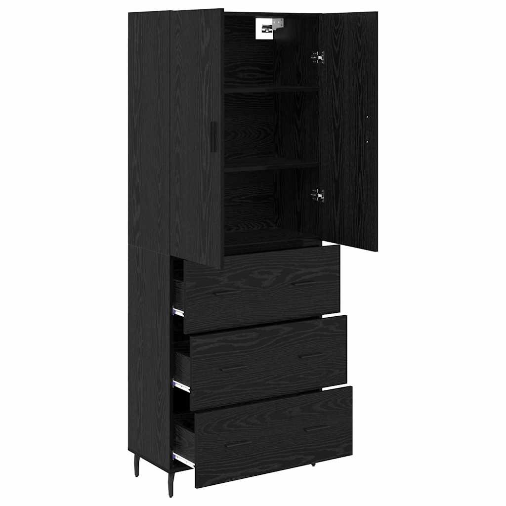 Haut Armoire 2 pc Chêne noir 69,5 x 34 x 180 cm