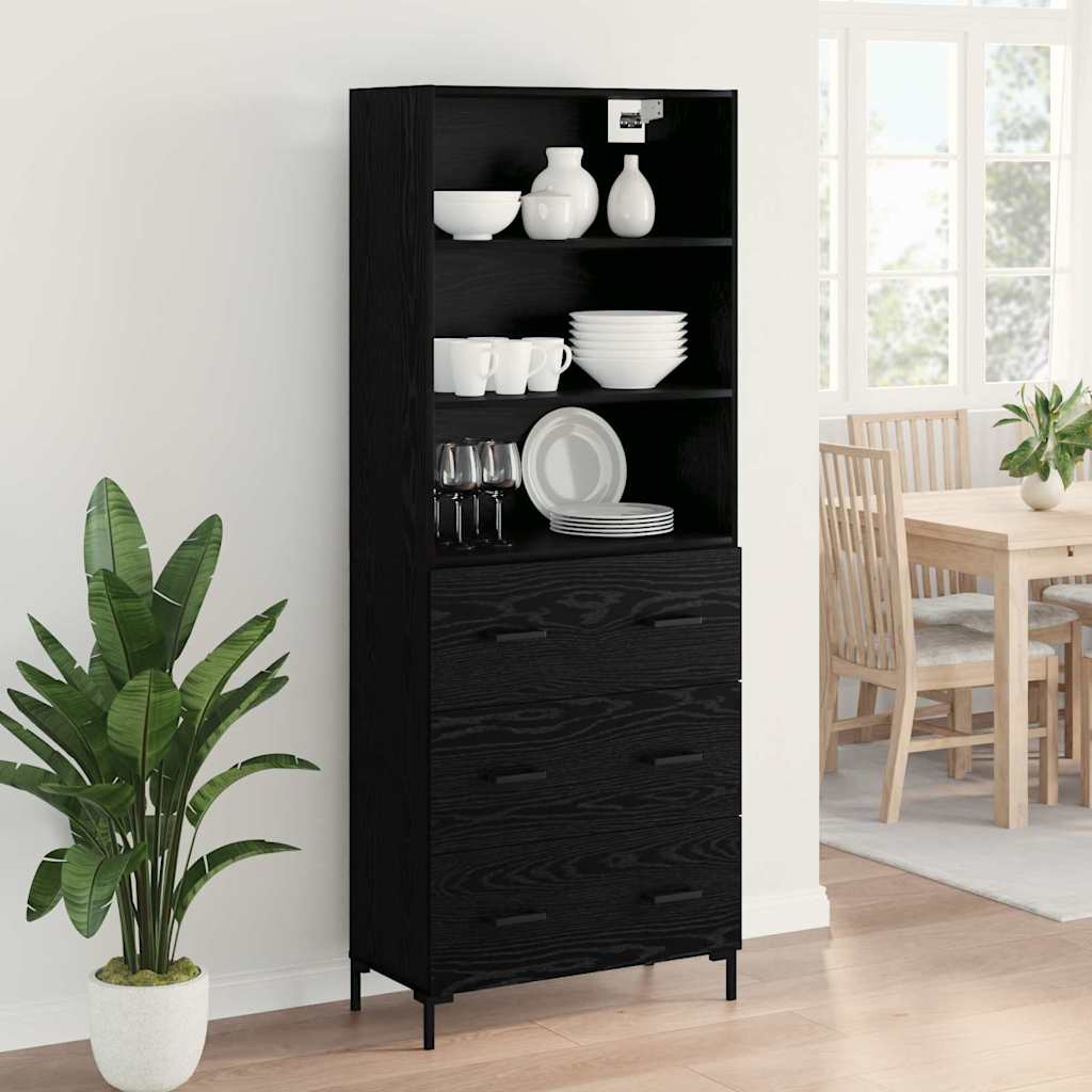 Haut Armoire Montage mural 2 pcs Chêne noir Bois d'ingénierie - XIOS