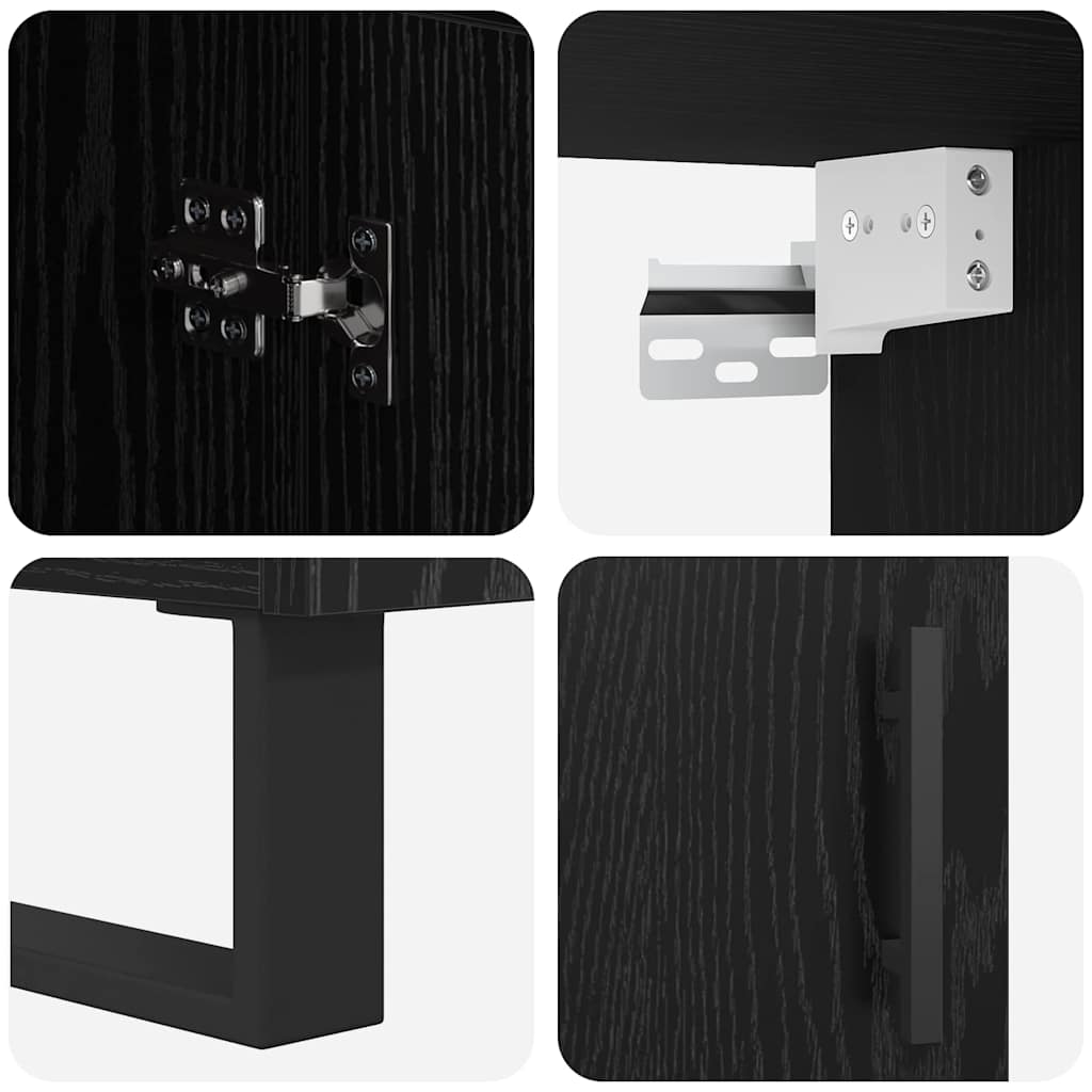 Haut Armoire 2 pc Chêne noir 69,5 x 34 x 180 cm