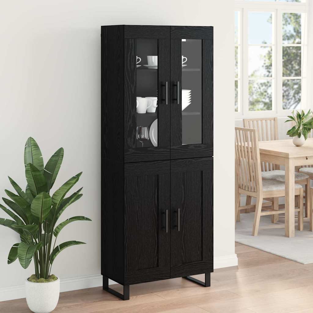 Haut Armoire 2 pc Chêne noir 69,5 x 34 x 180 cm