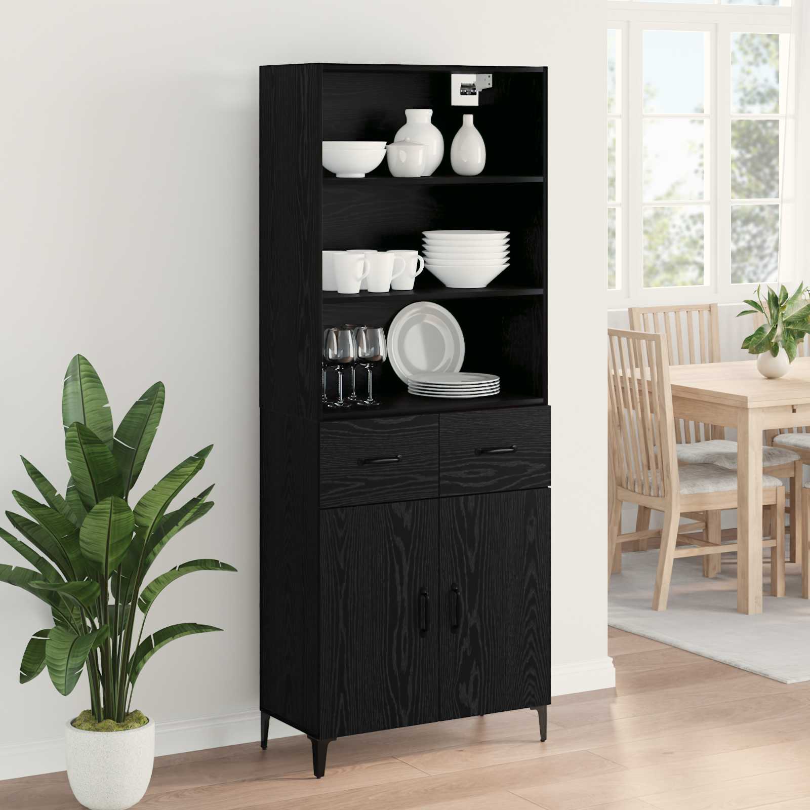 Haut Armoire Chêne noir 69,5 x 34 x 180 cm Bois d'ingénierie - XIOS