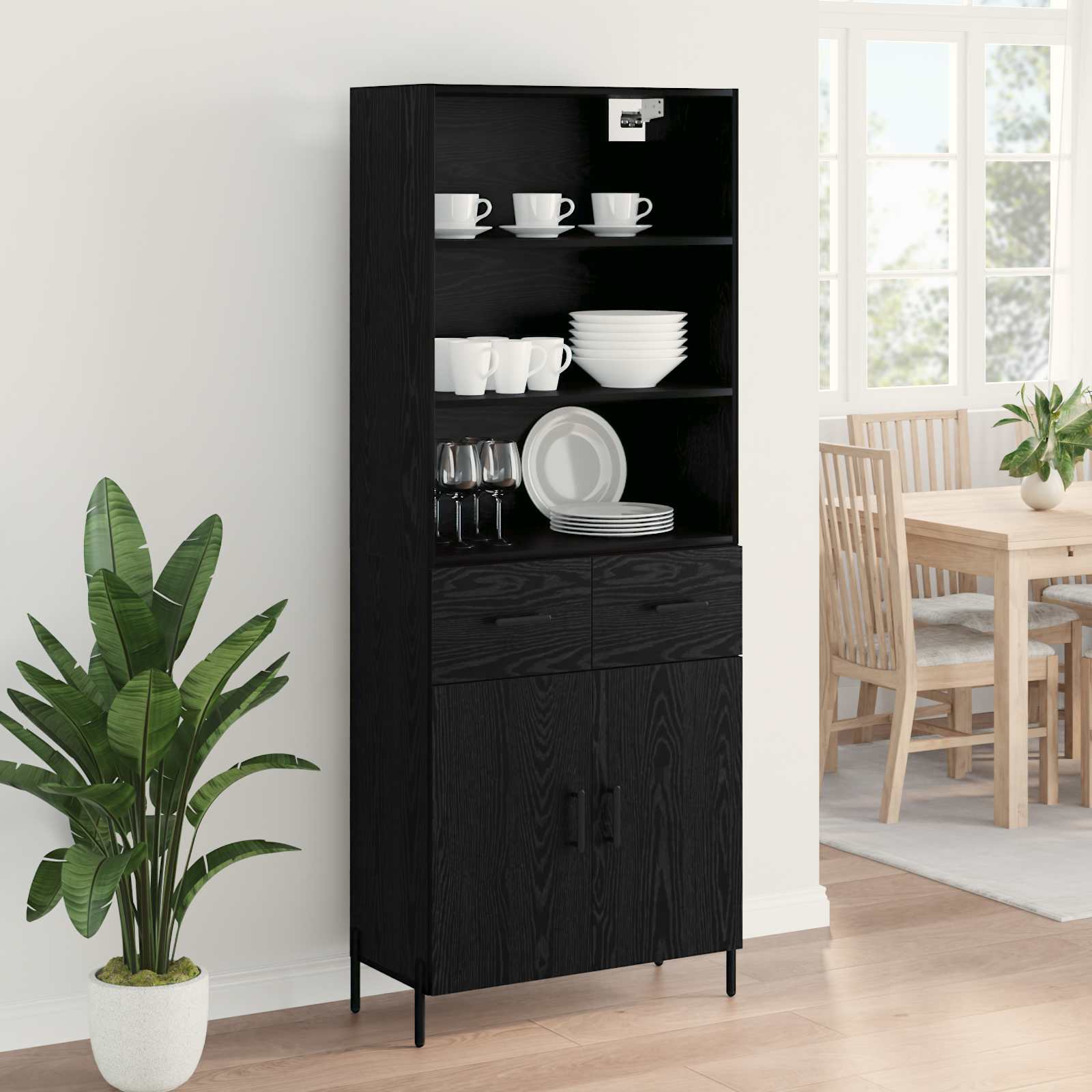 Haut Armoire Chêne noir 69,5 x 34 x 180 cm Bois d'ingénierie - XIOS
