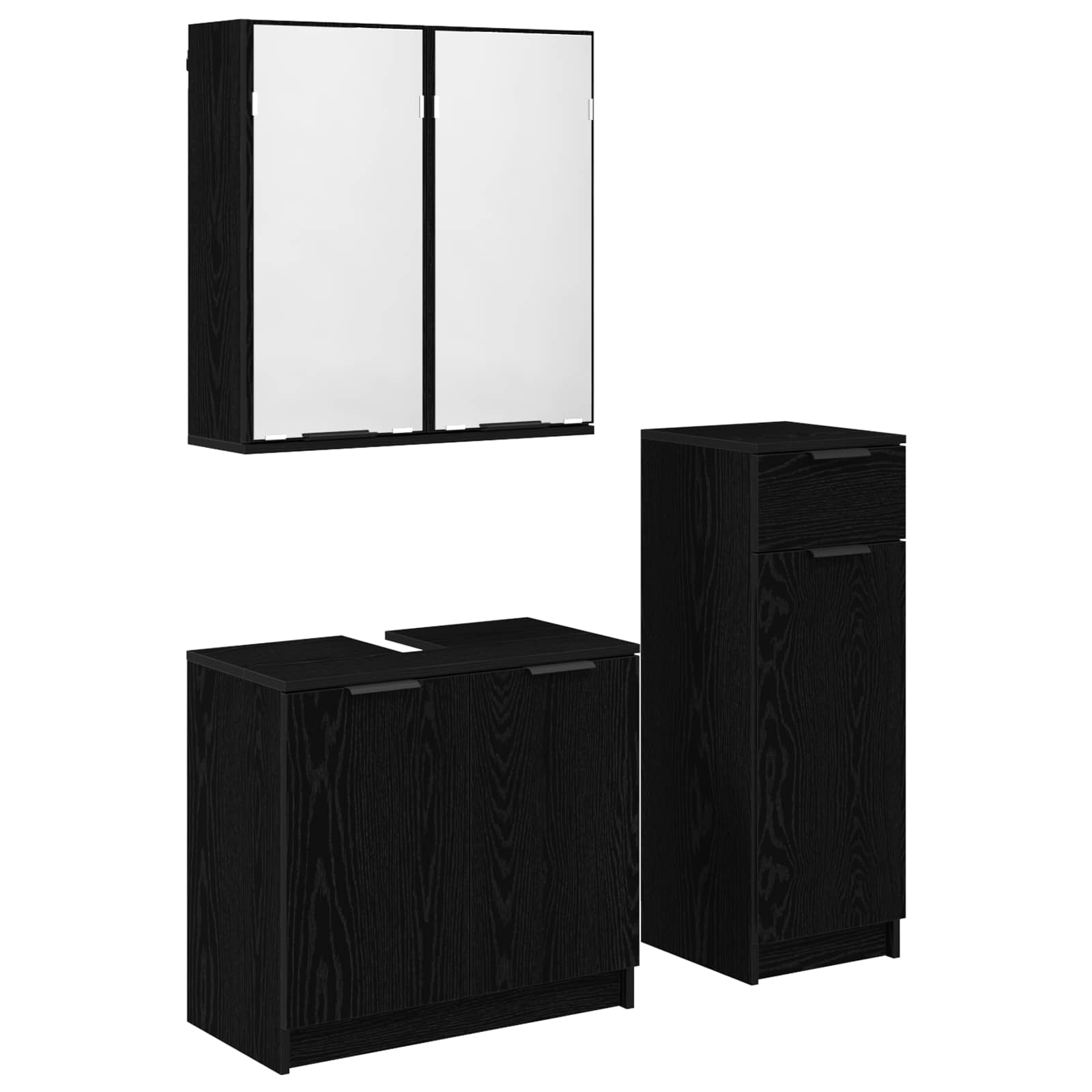Ensemble de mobilier de salle de bain 3 pc Chêne noir