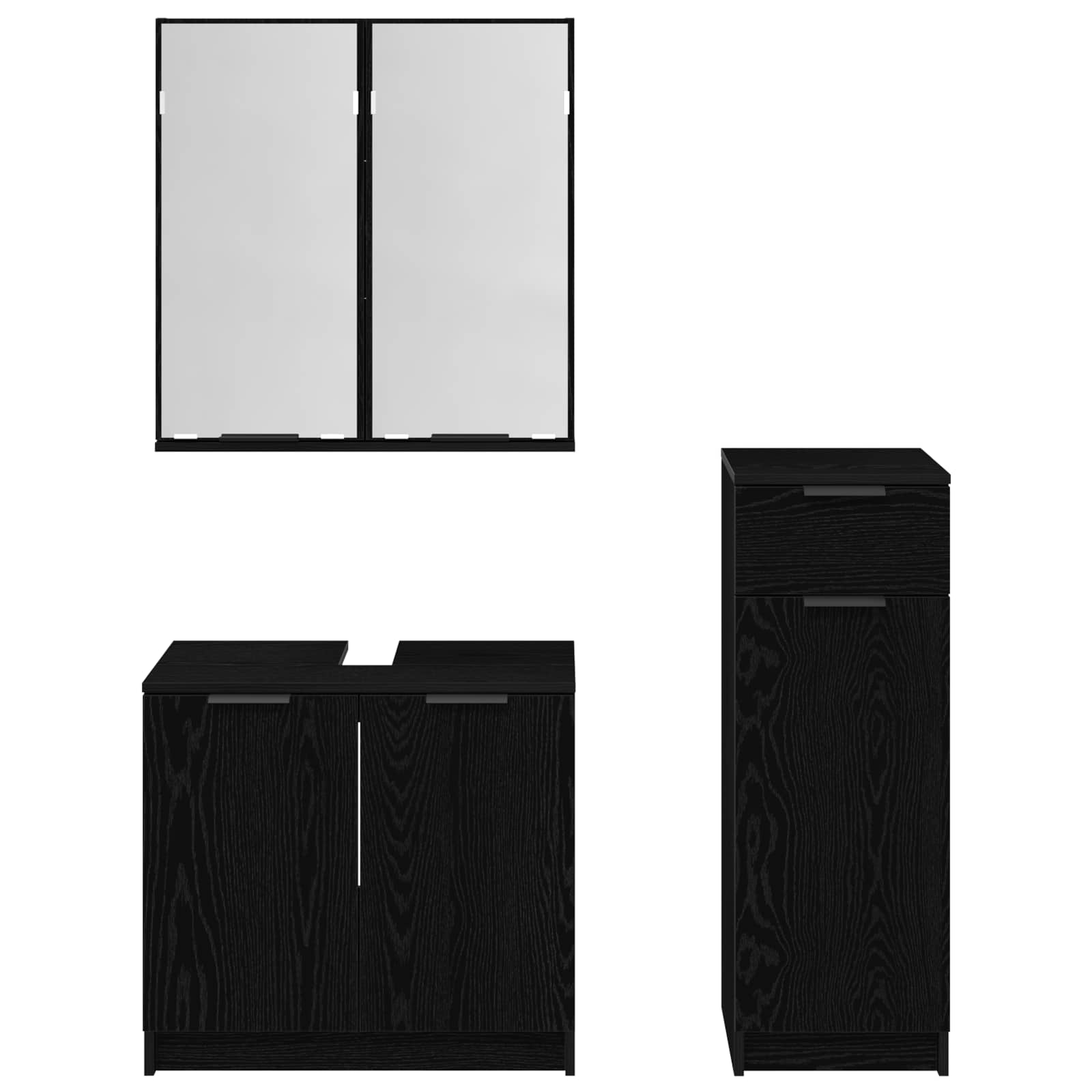 Ensemble de mobilier de salle de bain 3 pc Chêne noir
